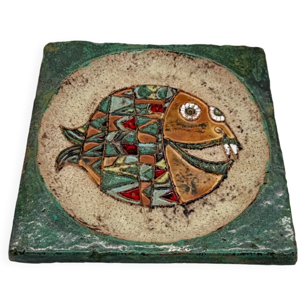 Céramique mural "poisson" – roland zobel, les cyclades 1970s