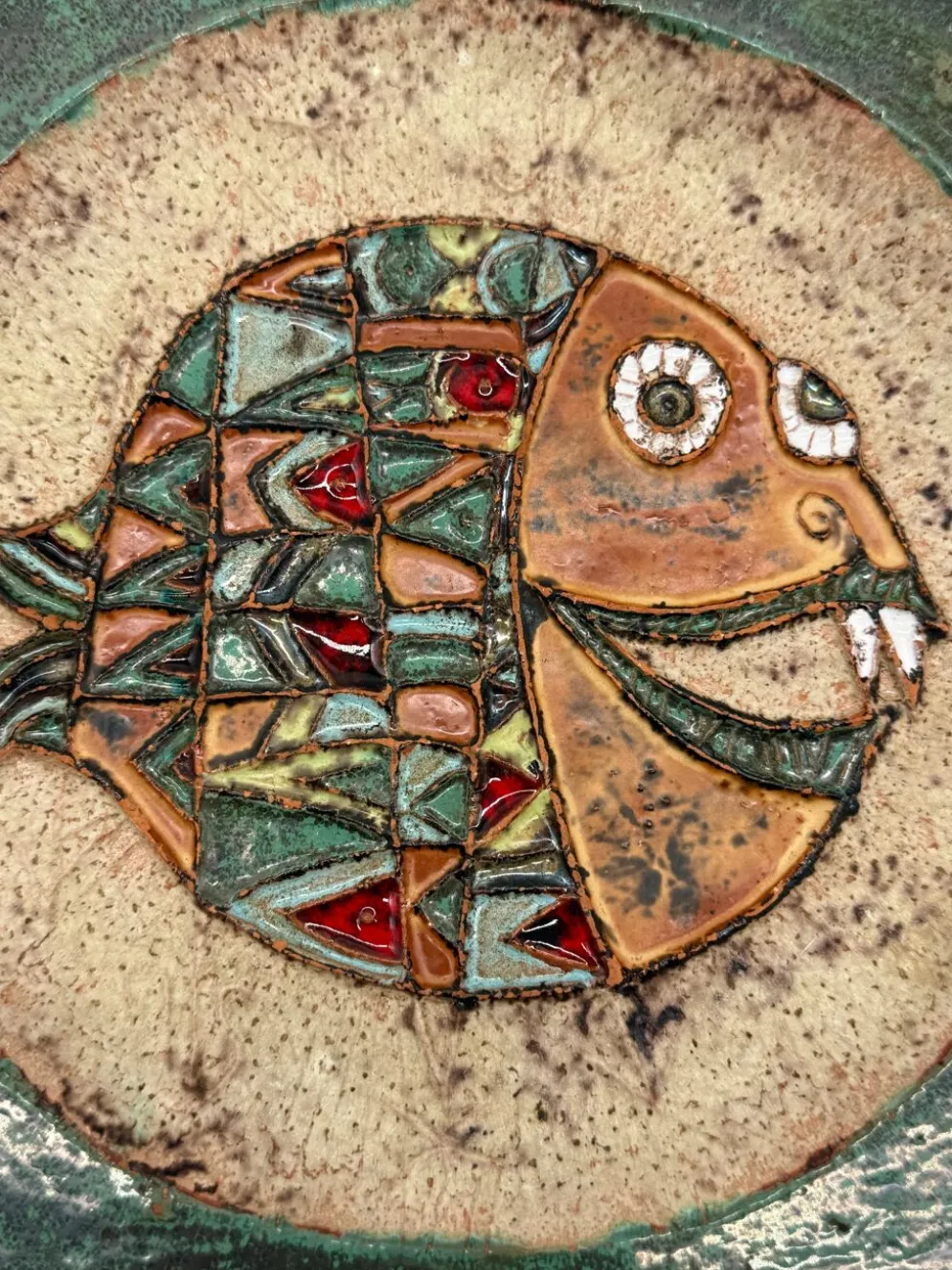 Céramique mural "poisson" – roland zobel, les cyclades 1970s