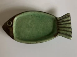 Céramique poisson Dieulefit, en terre vernissée verte