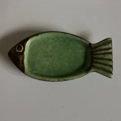 Céramique poisson Dieulefit, en terre vernissée verte