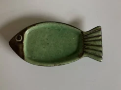Céramique poisson Dieulefit, en terre vernissée verte