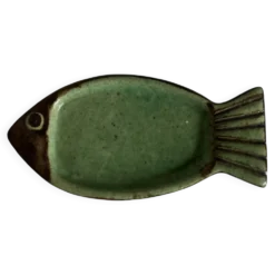 Céramique poisson Dieulefit, en terre vernissée verte