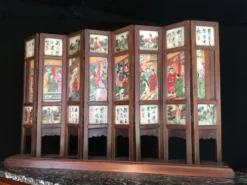 Écran chinois scène de genre sur albâtre