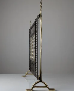 Écran de cheminée en laiton et fer forgé par David Marshall, Espagne, années 1970.