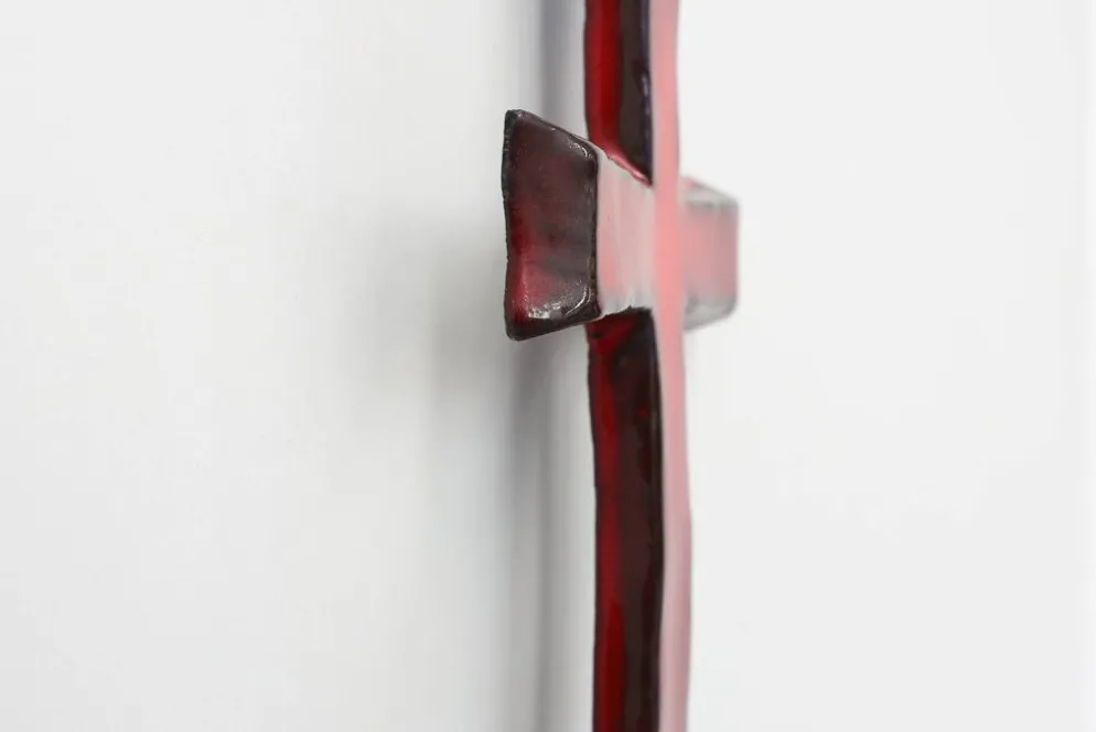 Croix en céramique émaillée rouge par Vandeweghe pour Amphora, Belgique, vers 1960