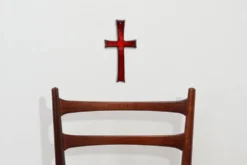 Croix en céramique émaillée rouge par Vandeweghe pour Amphora, Belgique, vers 1960