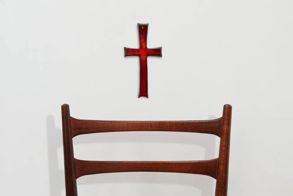 Croix en céramique émaillée rouge par Vandeweghe pour Amphora, Belgique, vers 1960