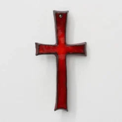 Croix en céramique émaillée rouge par Vandeweghe pour Amphora, Belgique, vers 1960