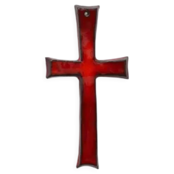 Croix en céramique émaillée rouge par Vandeweghe pour Amphora, Belgique, vers 1960