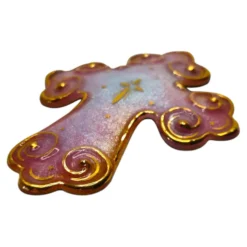 Croix en émail de Limoges, Atelier P. Bonhomme, années 1990 - Fabriquée à la main
