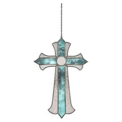 Croix en vitrail – Style Tiffany fait main, décoration murale