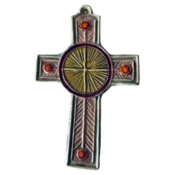 Croix murale en céramique signée Taburet