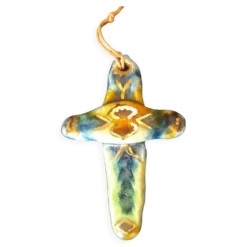 Croix murale en céramique vintage