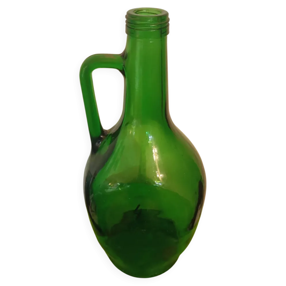Cruche en verre verte type dame jeanne