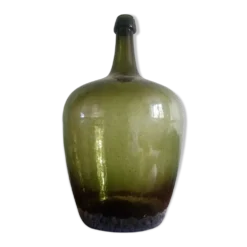 Dame-Jeanne Bonbonne ancienne verte 45cm Alsace - éclat col