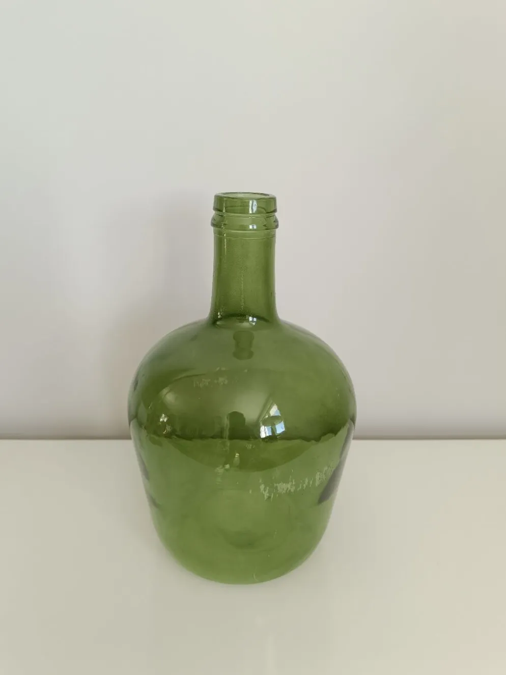 Dame Jeanne / bonbonne en verre vintage 4L verte