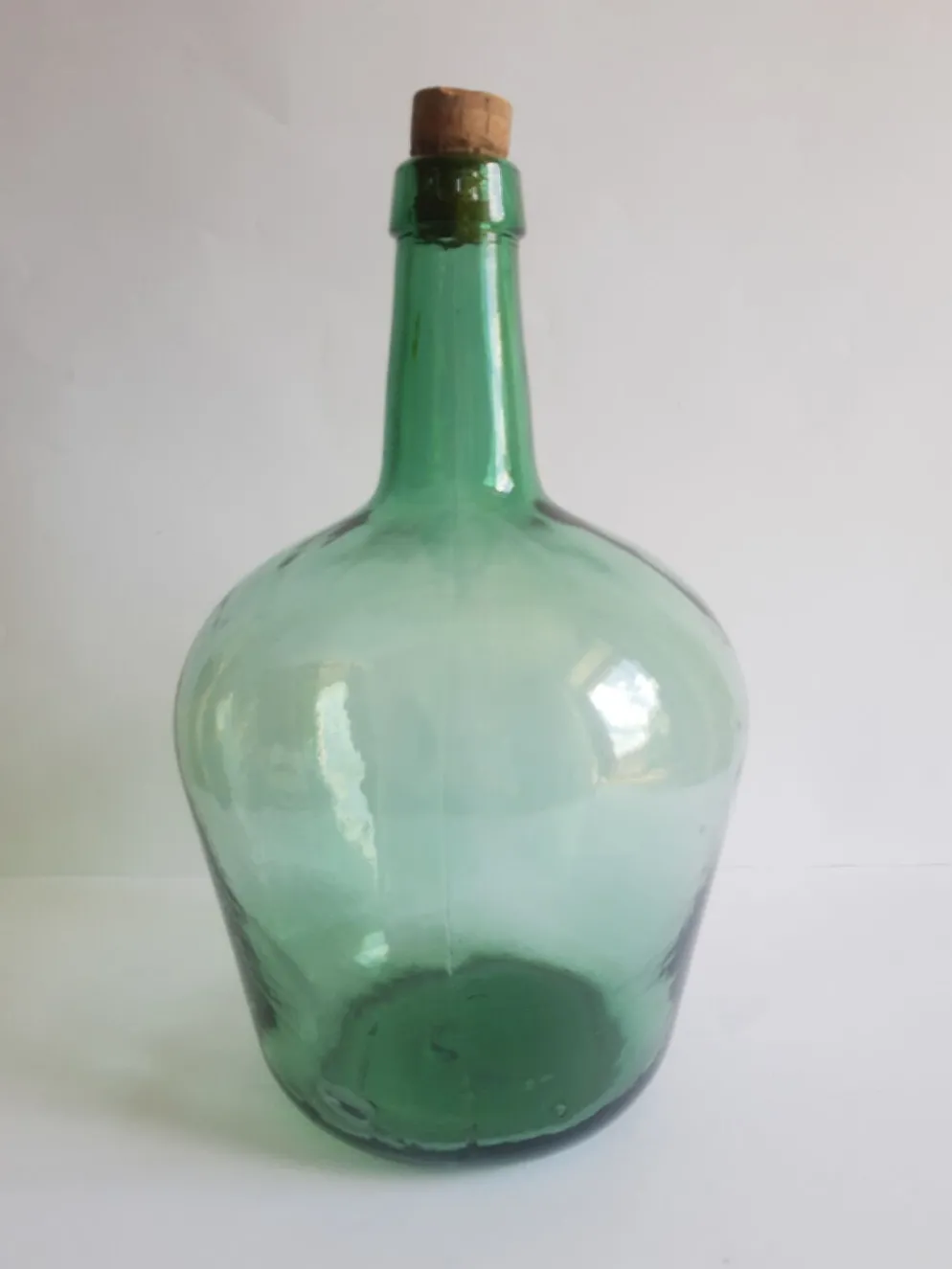 Dame jeanne bonbonne en verre verte Ayelense vintage