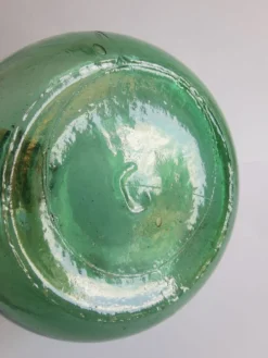 Dame jeanne bonbonne en verre verte Ayelense vintage