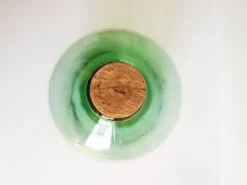 Dame jeanne bonbonne en verre verte Ayelense vintage