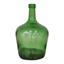 Dame Jeanne bonbonne verre vert émeraude vintage 25cm