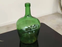 Dame Jeanne bonbonne verre vert émeraude vintage 25cm