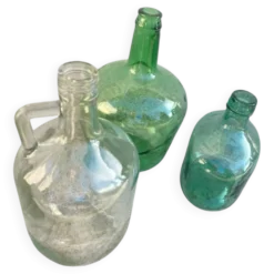 3 dame jeanne bouteille collection vert vintage