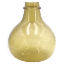 Dame Jeanne en verre bullé vert de Biot, années 50