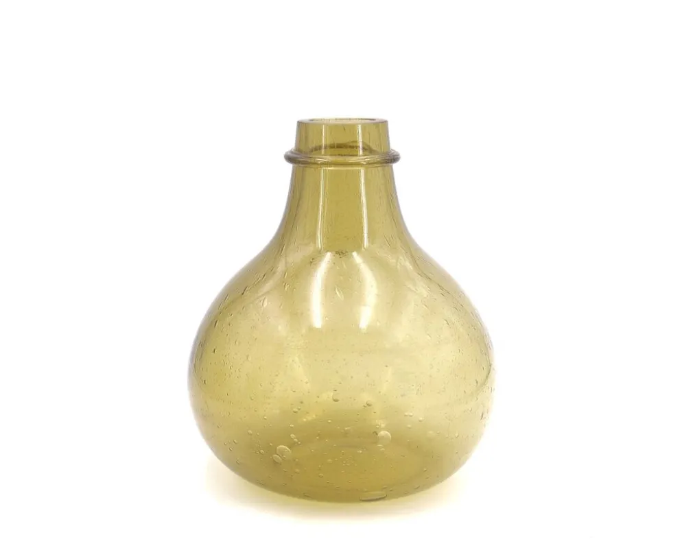 Dame Jeanne en verre bullé vert de Biot, années 50
