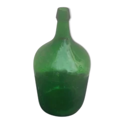 Dame jeanne en verre verte vintage