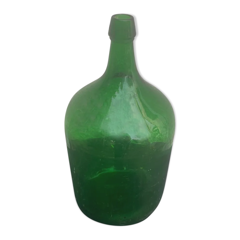 Dame jeanne en verre verte vintage