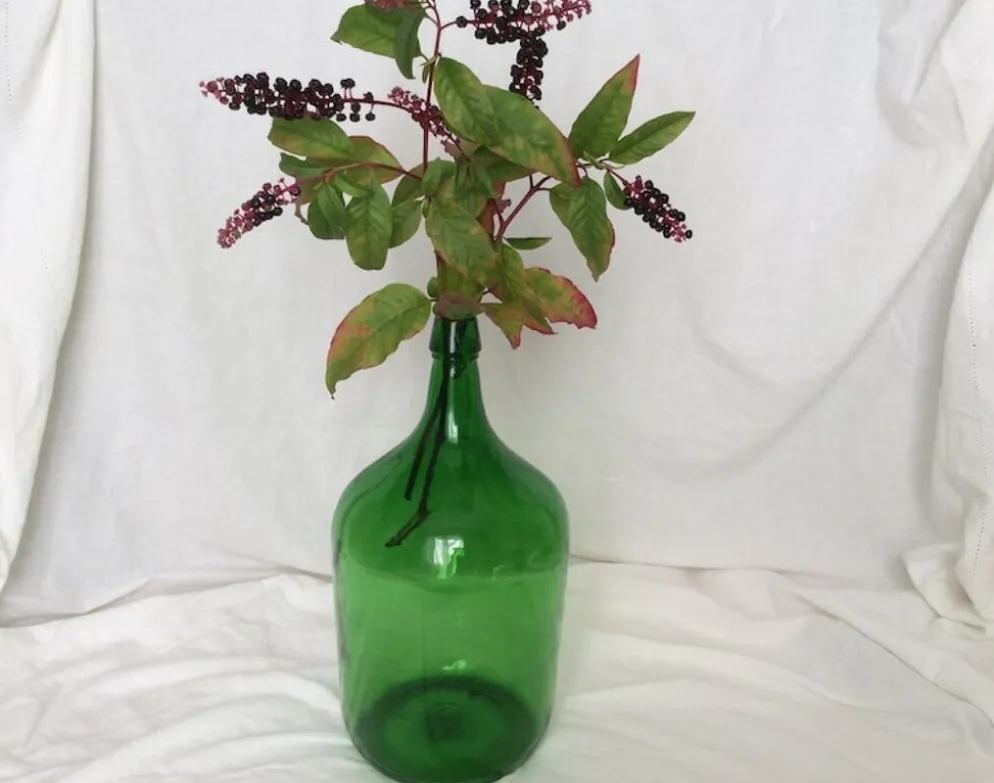 Dame Jeanne en verre vert émeraude