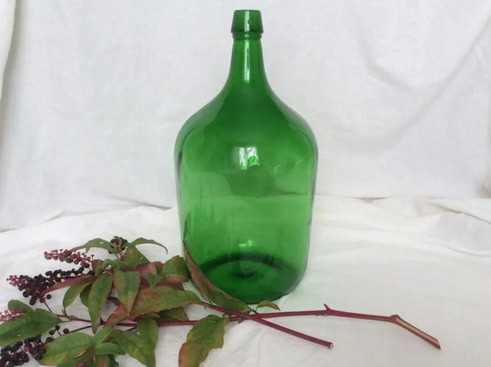 Dame Jeanne en verre vert émeraude