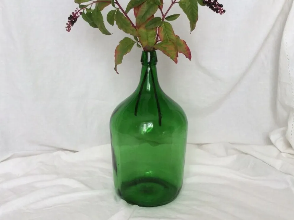 Dame Jeanne en verre vert émeraude