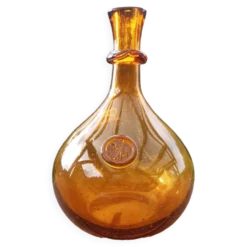 Dame Jeanne ou bonbonne verre soufflé ambré