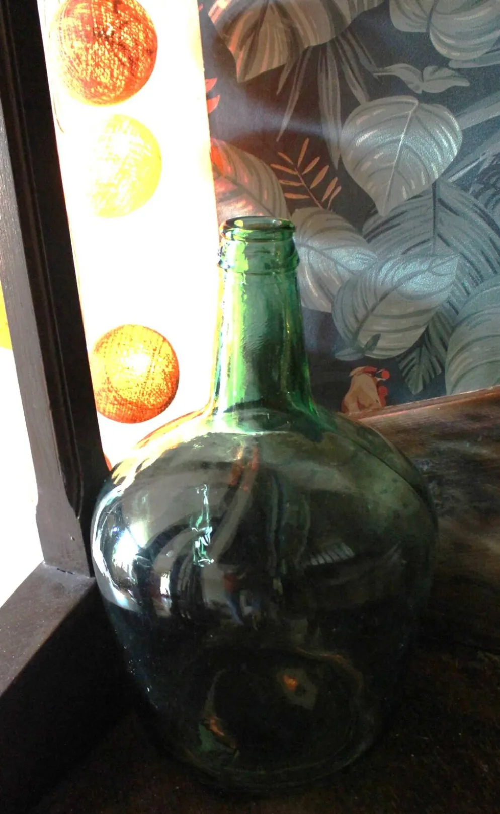 Dame jeanne Viresa Bonbonne en verre vert foncé