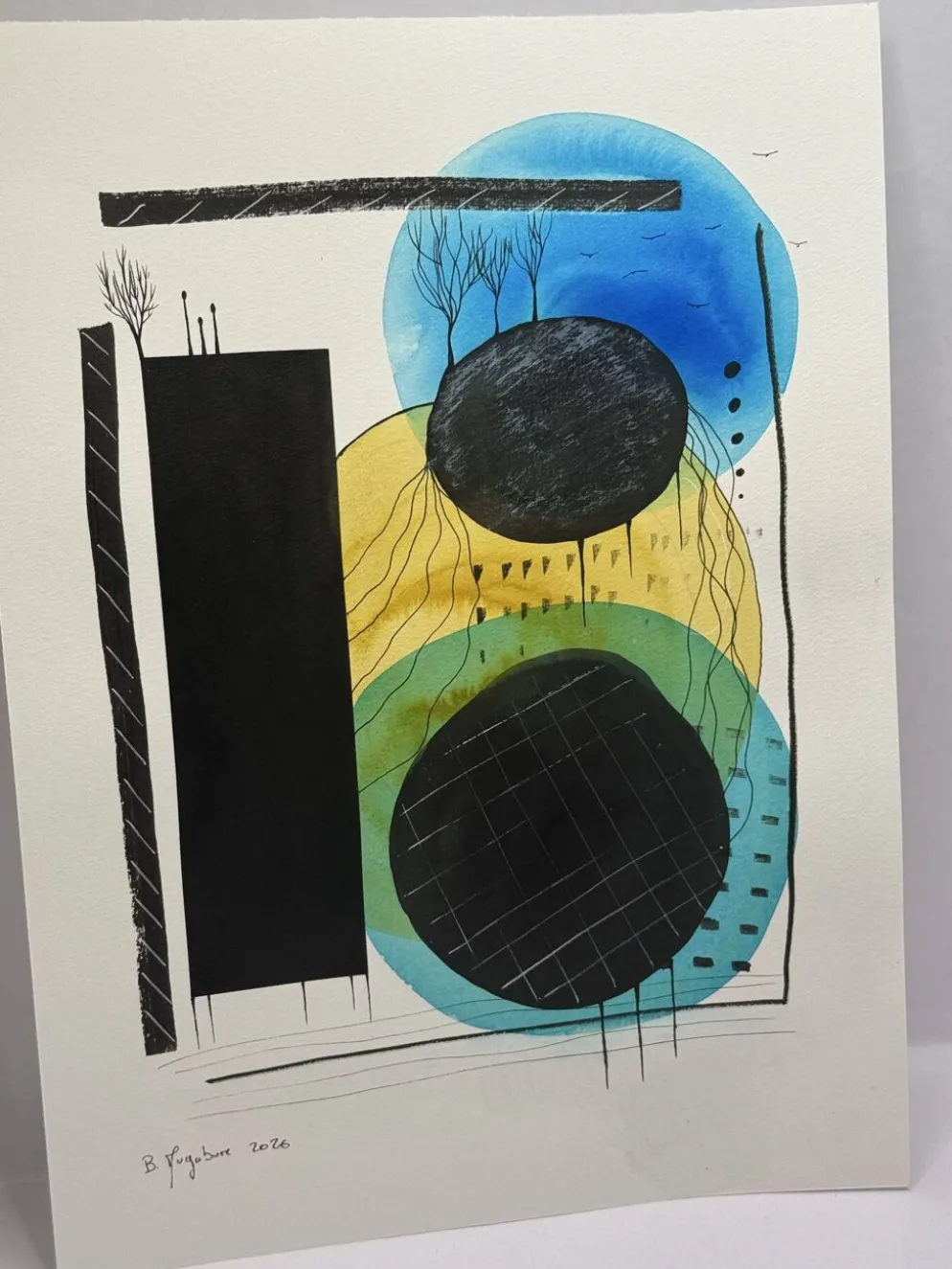 Dessin abstrait contemporain original