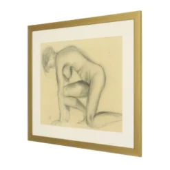 Dessin au fusain Femme Nu Étude Art Encadré