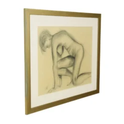 Dessin au fusain Femme Nu Étude Art Encadré