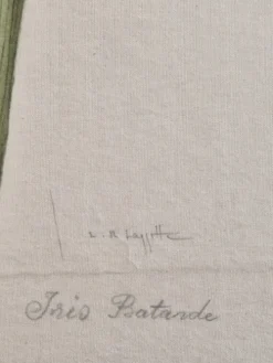 Dessin à l'aquarelle sur soie - Iris - La Roche Laffitte (Né en 1943)