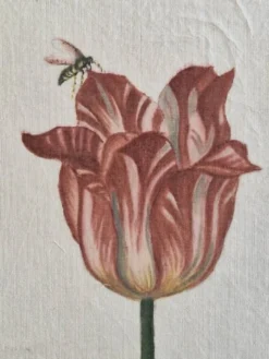 Dessin à l'aquarelle sur soie - Tulipe - La Roche Laffitte (Né en 1943)