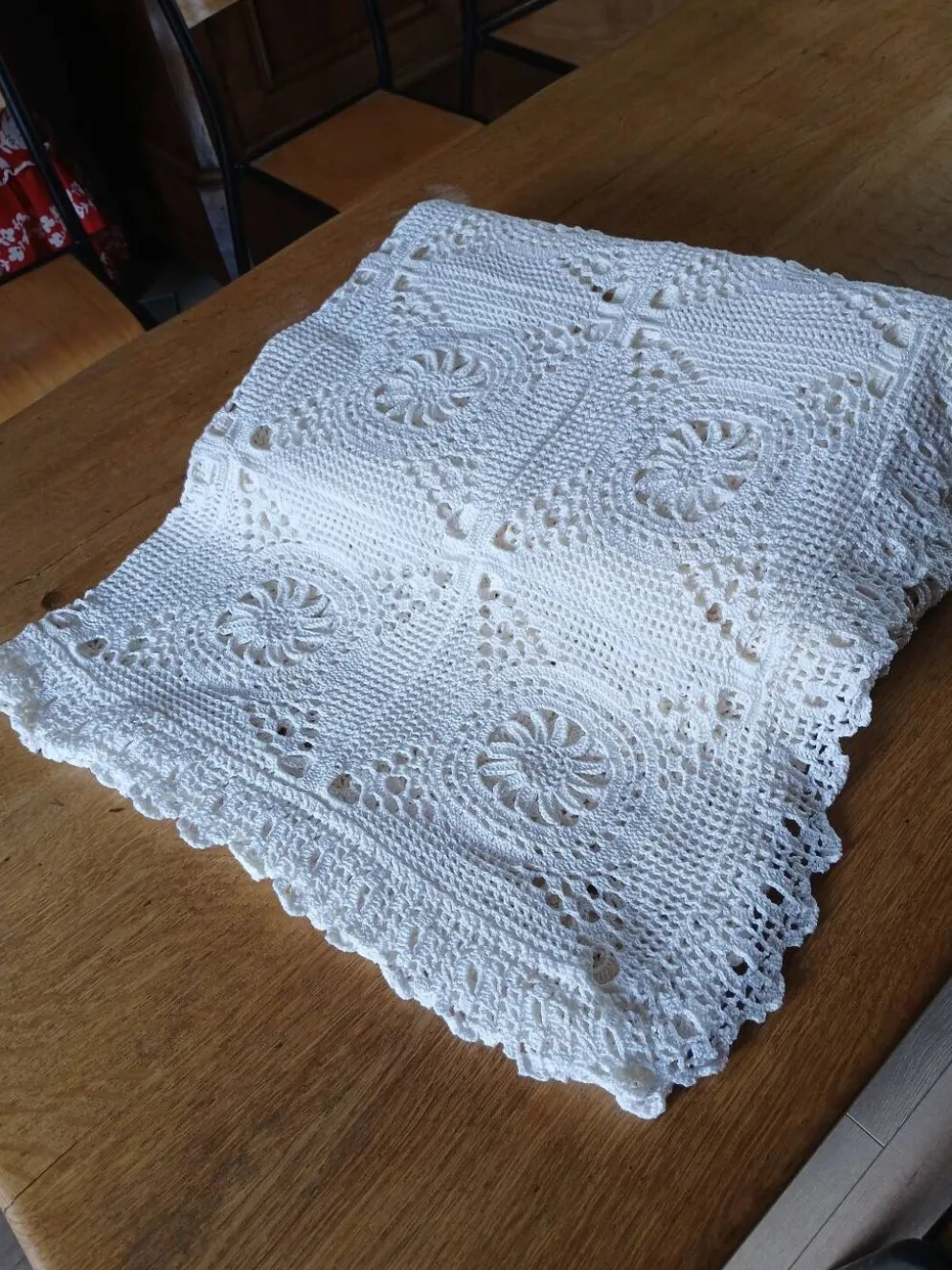 Dessus de lit ancien en crochet fait main