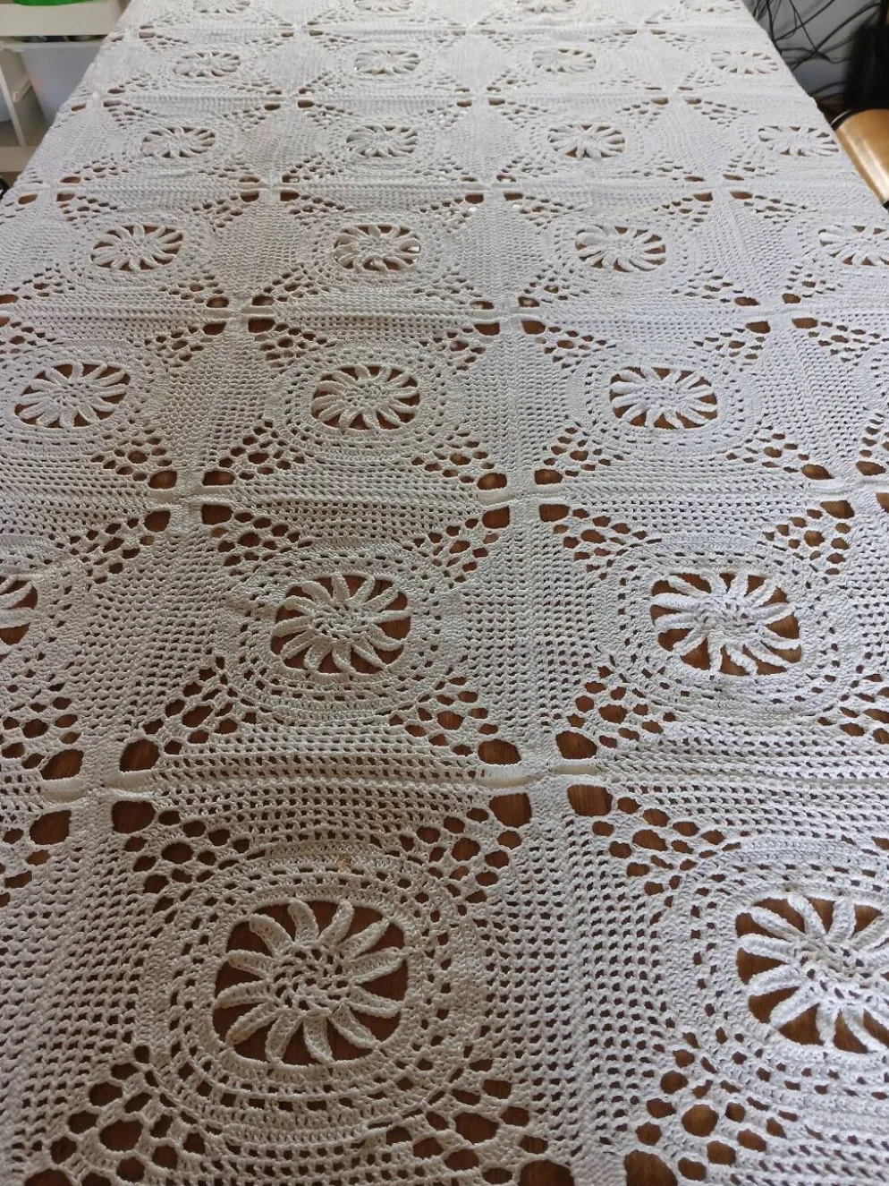 Dessus de lit ancien en crochet fait main