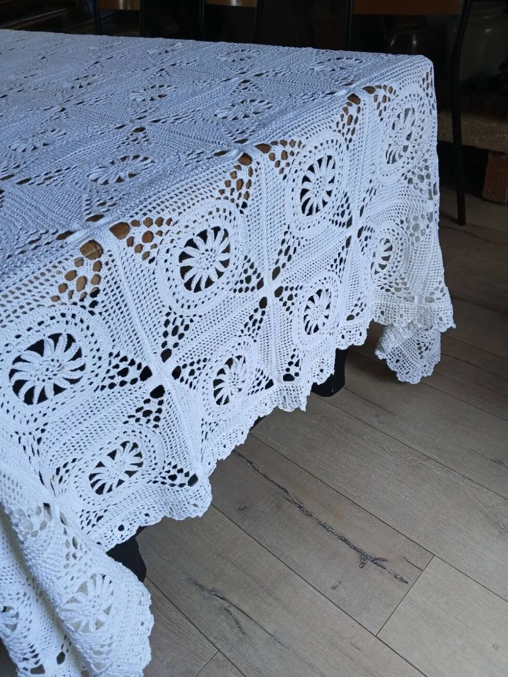 Dessus de lit ancien en crochet fait main