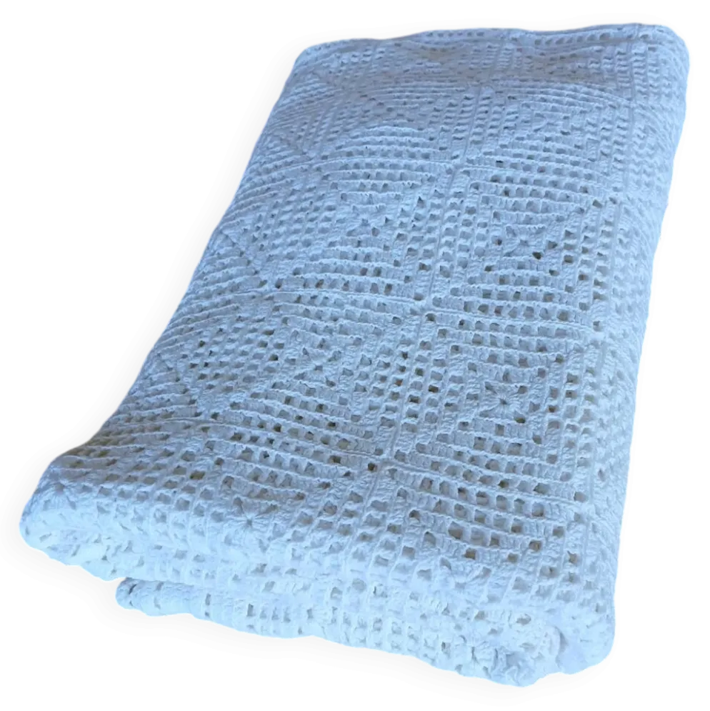 Dessus de lit ancien en crochet fait main