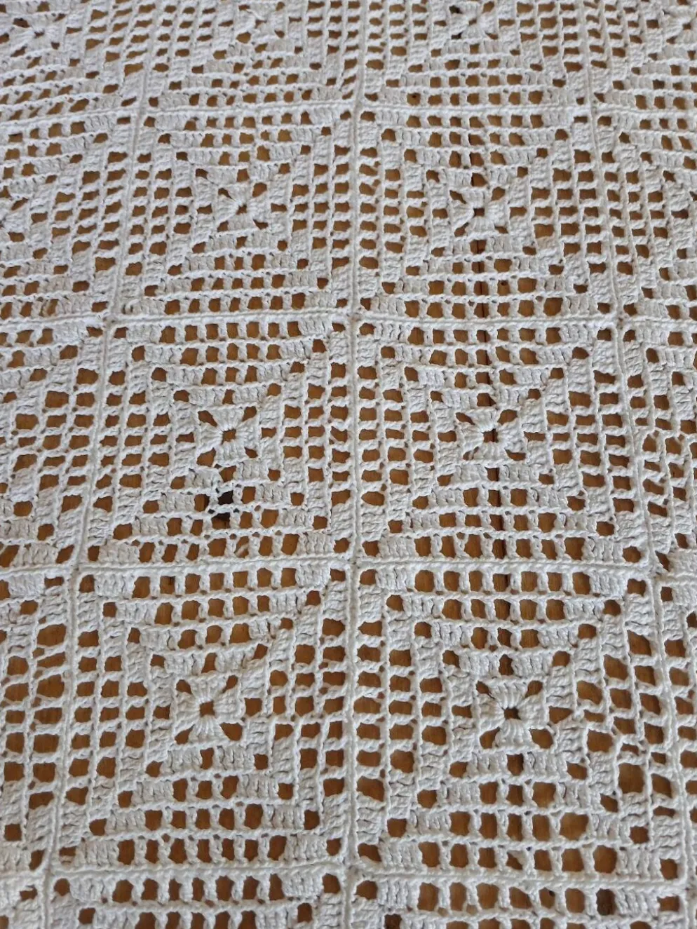 Dessus de lit ancien en crochet fait main