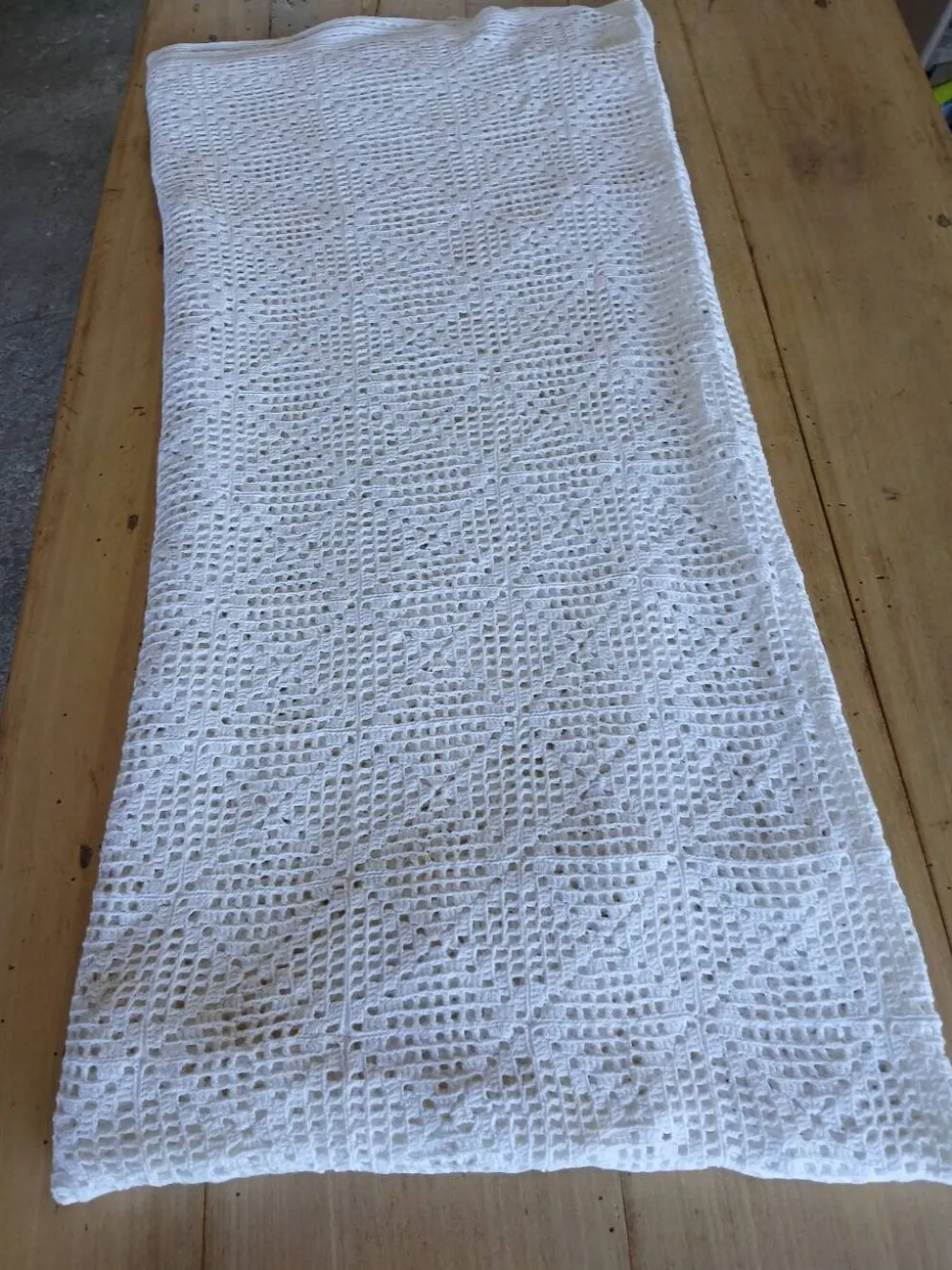 Dessus de lit ancien en crochet fait main