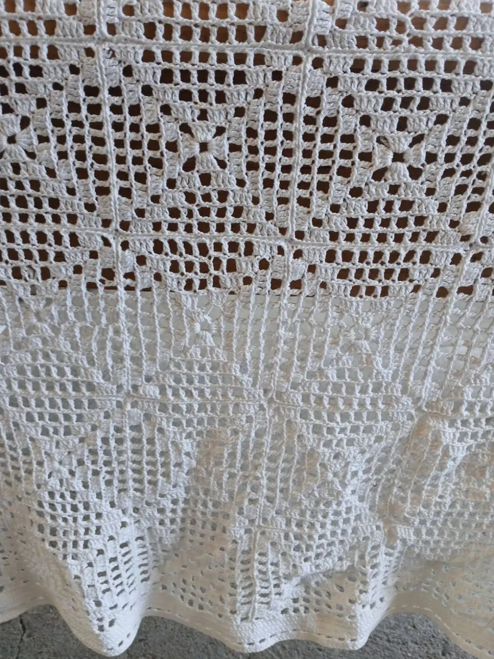 Dessus de lit ancien en crochet fait main
