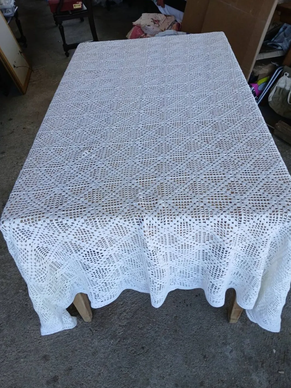 Dessus de lit ancien en crochet fait main