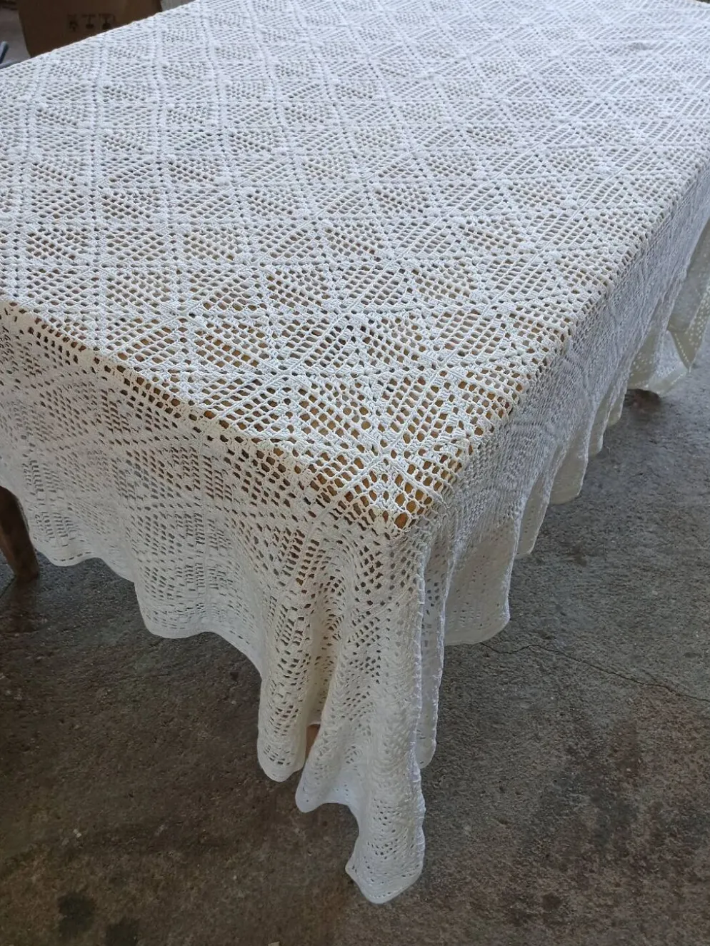 Dessus de lit ancien en crochet fait main