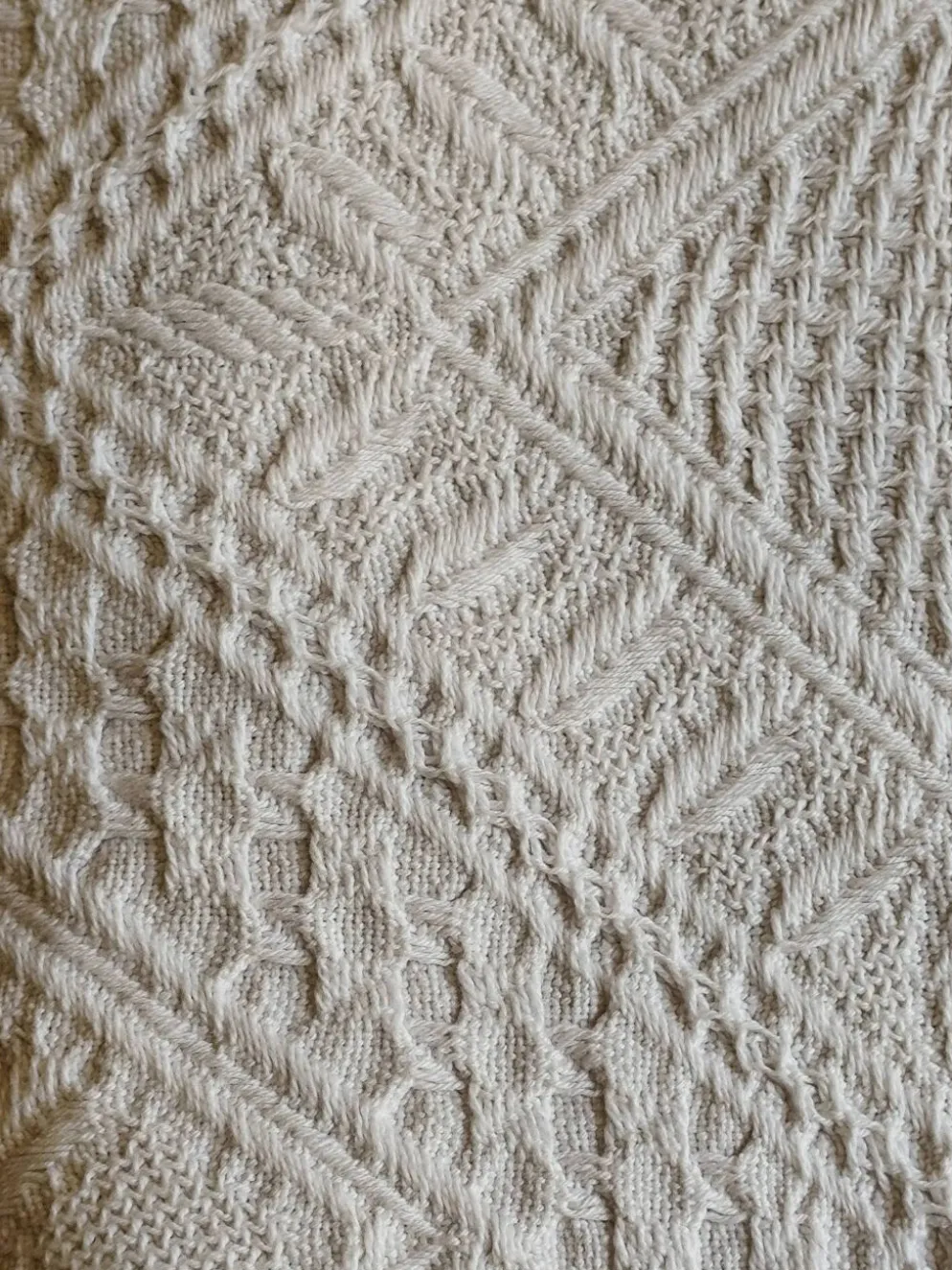 Dessus de lit en coton blanc , Ancien jeté de lit coton tissé